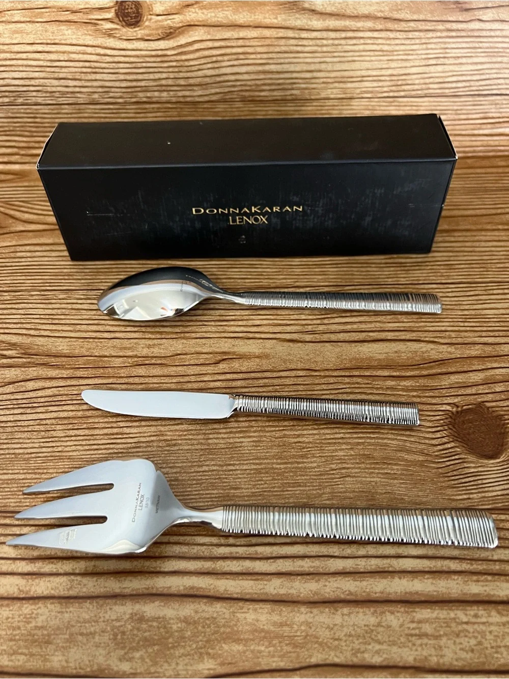 Donna Karan Wrap by LENOX 3 Piece Serving Hostess Set 18/10 Stainless Flatware